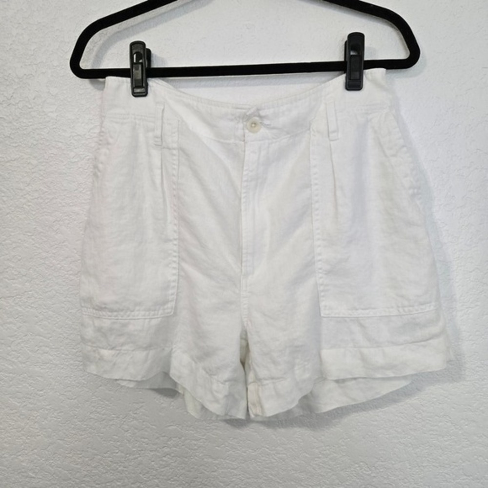 Ralph Lauren 8 White 100% Linen Utility Shorts‎ Womens summer Casual Preppy Prep